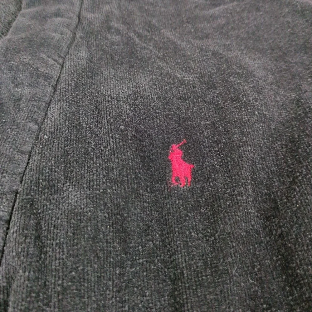 VTG Polo Ralph Lauren Robe Mens One Size Black Kimono Loungewear French Terry